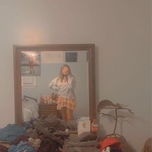 Pink ruffled smocked mini skirt